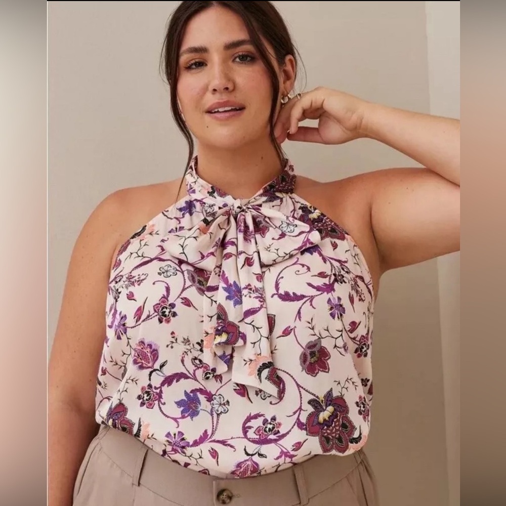 Torrid floral tank with tie front detail size 3